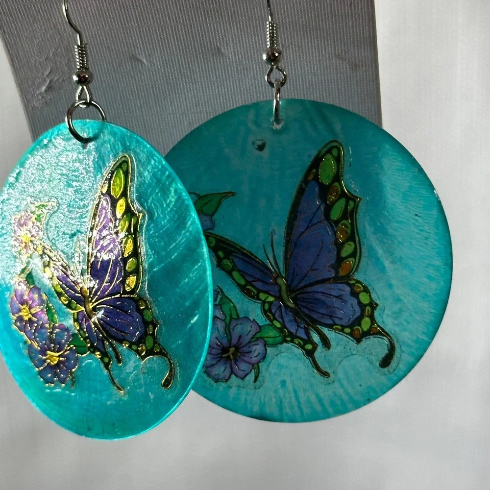 Turquoise Butterfly Flower Drop‎ Dangle Earrings Fashion Jewelry